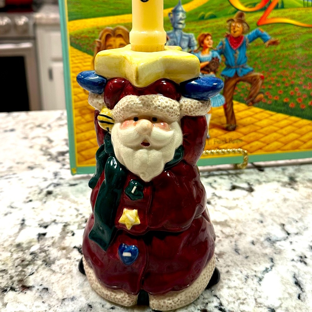 Vintage Ceramic Santa Candle Holder. Bella Casa by Ganz.
